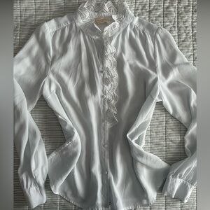 Sézane Ecru Chlo Silk Blouse